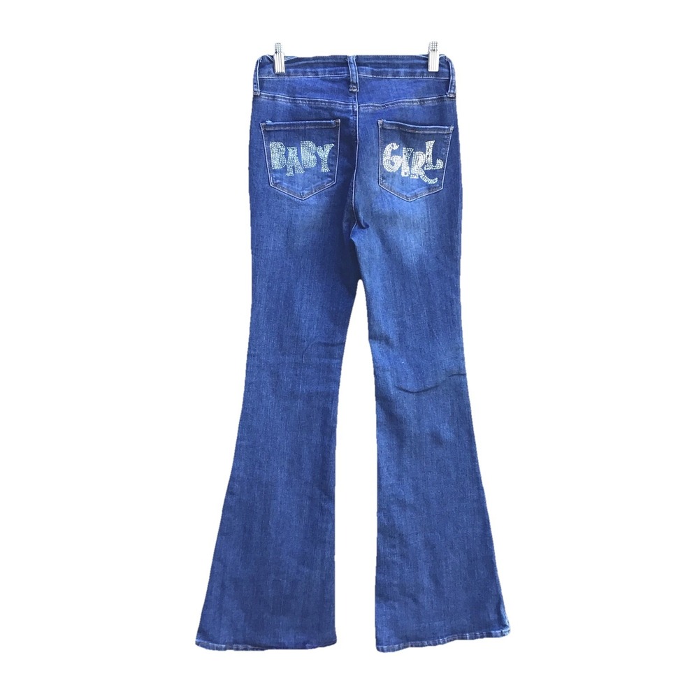 S.O.N.G. Fit N Flare Jeans Womens 1/25 Y2K Rhinestone Baby Girl Flare 26x30